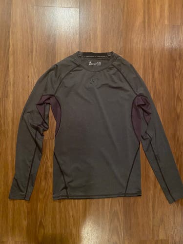 New Under Armour Hockey Men’s Performance Compression Long Sleeve Grey Large - HEAT GEAR