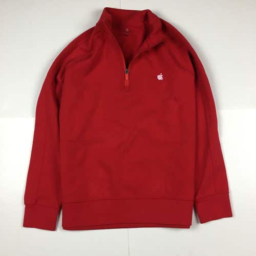 Apple Computers Quarter Zip Red Pullover Sweater Employee Uniform Sz Medium