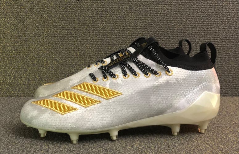 Adidas Adizero Primeknit Football Cleats White Gold EE4137 Mens size 9 burner