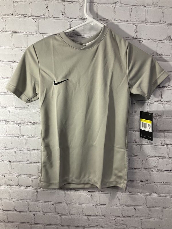 Nike Youth Soccer Short Sleeve Shirt Size Small Gray Black New With Tags