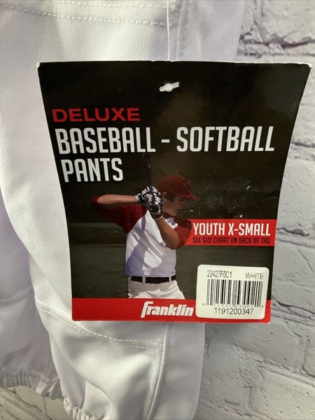 Franklin Deluxe Youth Baseball-Softball Pants Size Large White Unisex New