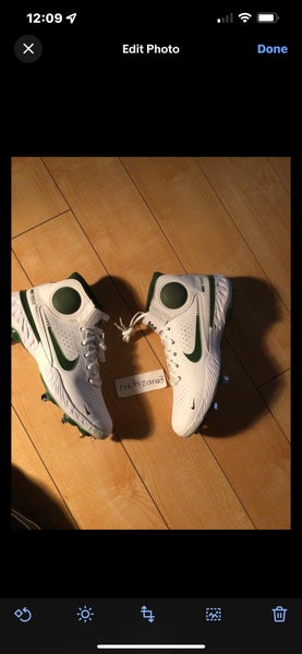 Men's Nike Alpha Huarache Elite 3 Mid White Green Baseball CV3550-100 Size 9