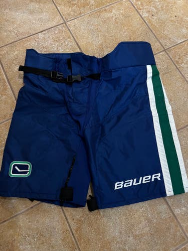 Vancouver Canucks Blue Used XL Bauer Supreme Pant Shell Pro Stock