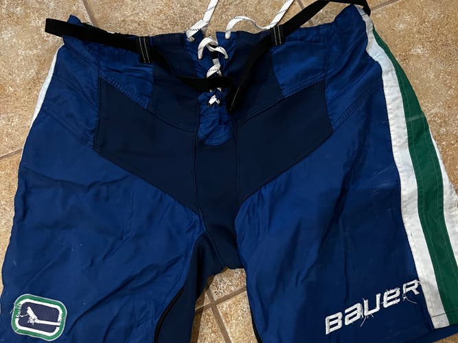 Vancouver Canucks Used XL Bauer Supreme Shell Hockey Pants Pro Stock