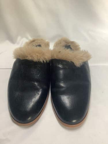 ZARA BASIC COLLECTION FURRY HEELED SLIP ON womens SIZE 36 5.5 leather