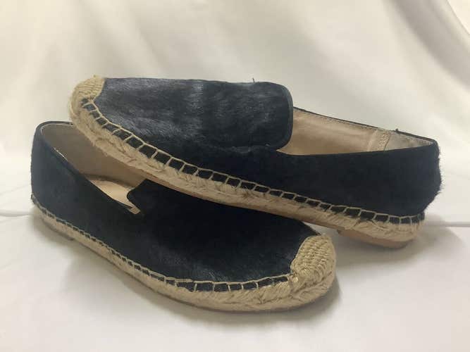 STEVE MADDEN COW CALF HAIR LEATHER LINED BLACK SHOES WOMENS SIZE 6 Espadrille
