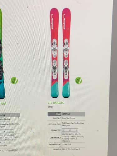 NEW 2023 Elan lil magic girls Junior Ski System 110cm with EL 4.5 GW size adjustable Bindings