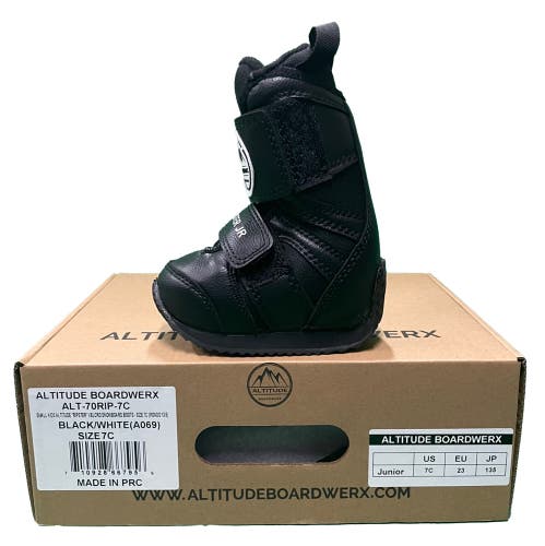 SMALL ​KIDS’ UNISEX ALTITUDE "RIPSTER JR" HOOK & LOOP SNOWBOARD BOOTS – SIZE: 7C