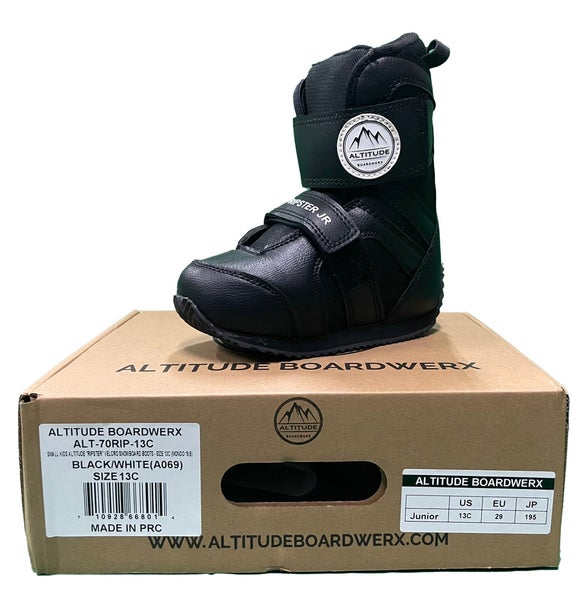SMALL KIDS’ UNISEX ALTITUDE "RIPSTER JR" HOOK & LOOP SNOWBOARD BOOTS SIZE: 13C