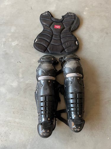 Rawlings Chest Protector and Shin Guards 9-12YO Black