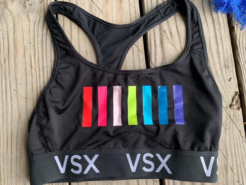 VSX The Player Sports Bra in Rainbow Stripe size Small