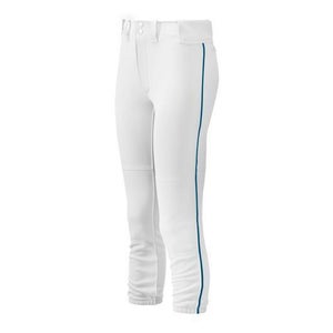 Mizuno Women's Belted Piped Softball Pants L White Navy 350314