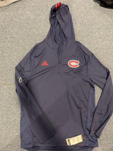 New Navy Adidas Montreal Canadians Lightweight Training Hooded Pullover M & L