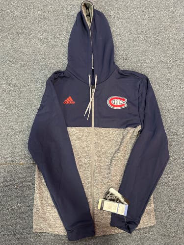 New Blue & Gray Adidas Montreal Canadians Full Zip Hoodie S & L