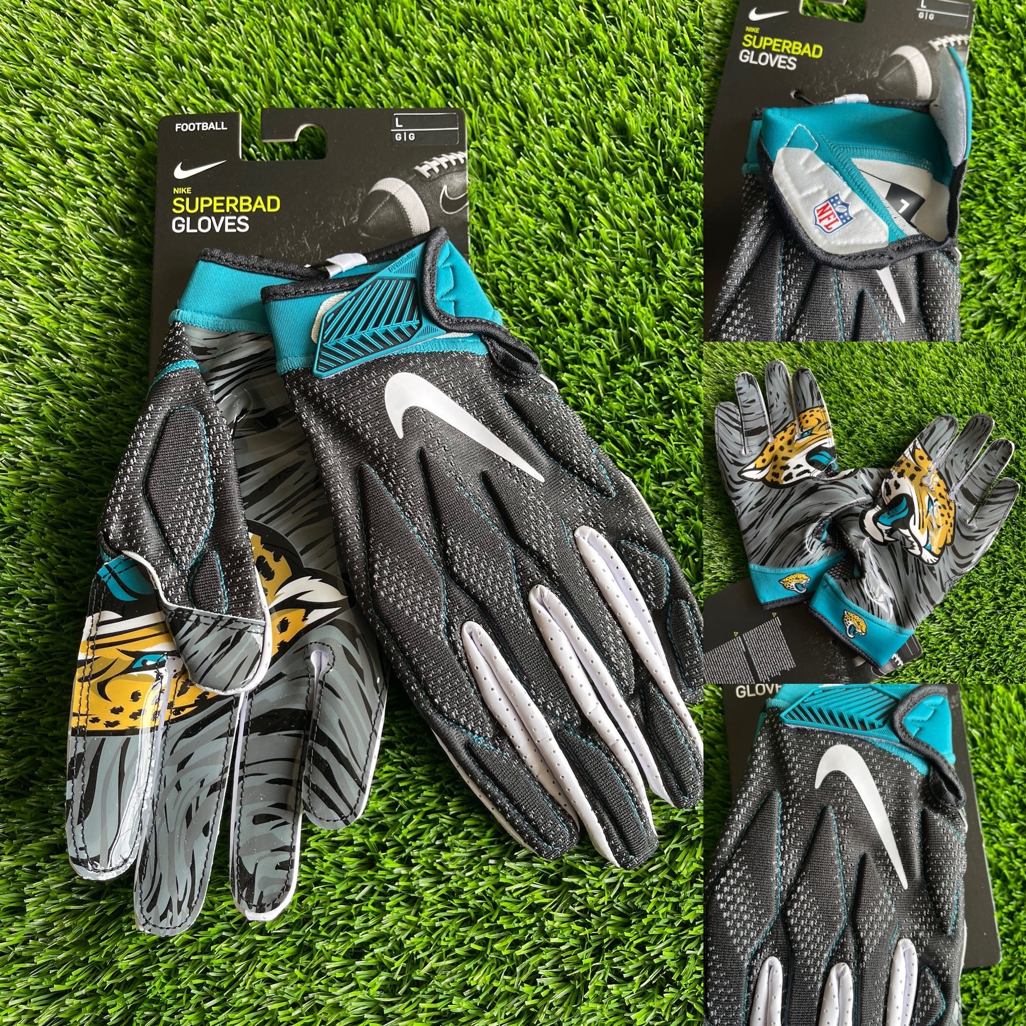 Nike Super Bad NFL Football Gloves - Jacksonville Jaguars - 2XL