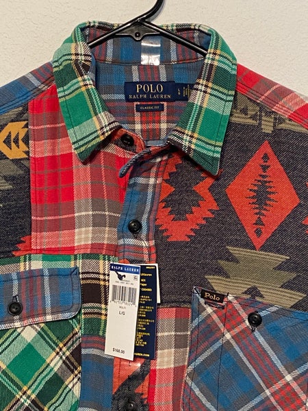 Polo Ralph Lauren Size L Distressed Southwestern Aztec Flannel
