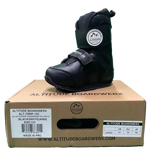 SMALL ​KIDS’ UNISEX ALTITUDE "RIPSTER JR" HOOK & LOOP SNOWBOARD BOOTS SIZE: 13C