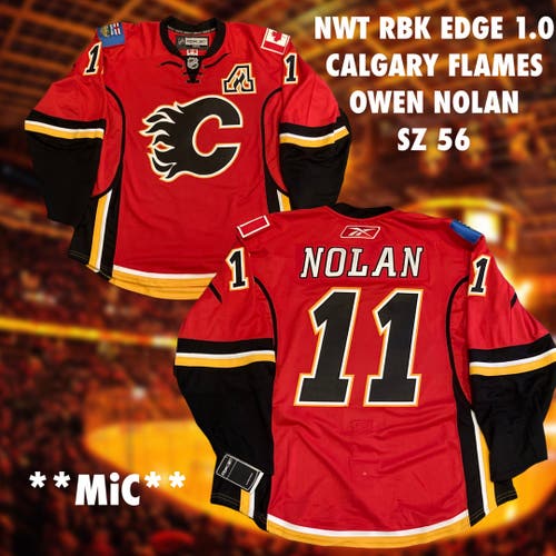 NWT RBK EDGE 1.0 Calgary Flames NOLAN Home Jersey Sz 56
