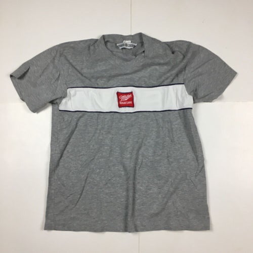 Vintage Y2K Miller High Life Embroidered Gray Logo T-Shirt (XL)