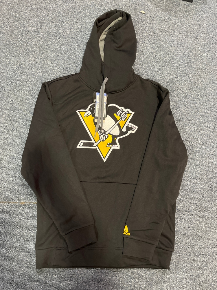 New Black Adidas Pittsburgh Penguins Big Logo Hoodie M & XL