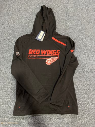 New Black Fanatics Detroit Red Wings Hoodie With Zip Front Pockets Small