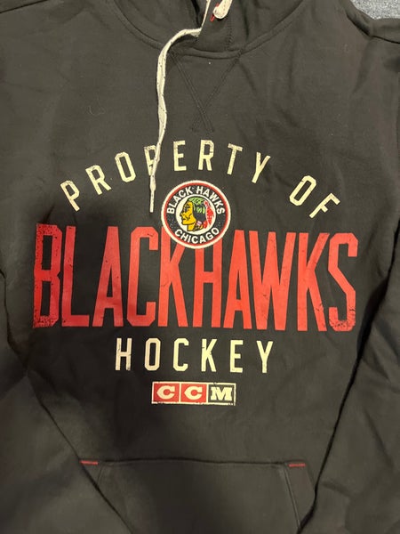 Vintage Chicago Blackhawks Black Hoodie Sweatshirt Medium￼
