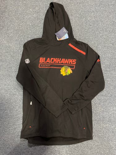 New Black Fanatics Chicago Blackhawks Hoodie With Front Zip Pockets Large