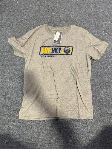 New Gray Fanatics Buffalo Sabres Coordinates T-Shirt Large