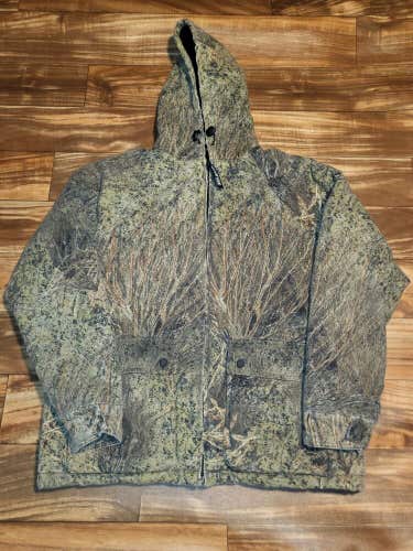 Mossy Oak Brush Camo Winter Hunting Camouflage Zip Up Jacket Size M/L
