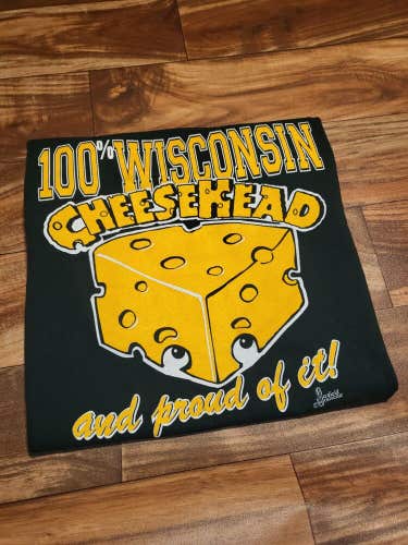 Vintage Green Bay Packers 100% Wisconsin Cheesehead Sports T Shirt Size Large