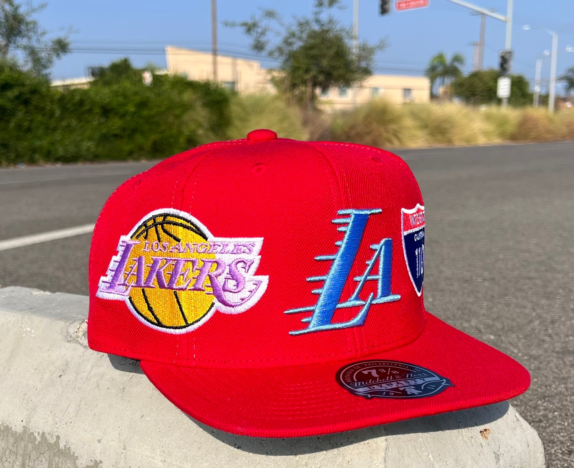 mitchell and ness lakers fitted hat