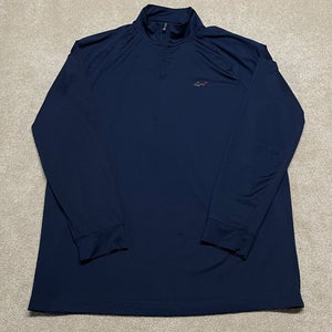 Greg Norman Sweater Men XL Adult Blue Quarter Zip Pullover Vintage USA
