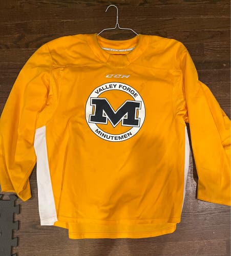Yellow CCM Valley Forge Minutemen hockey jersey