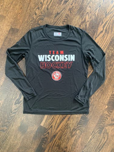NEW - Long Sleeve Team Wisconsin Hockey WOMENS Performance Shirt.