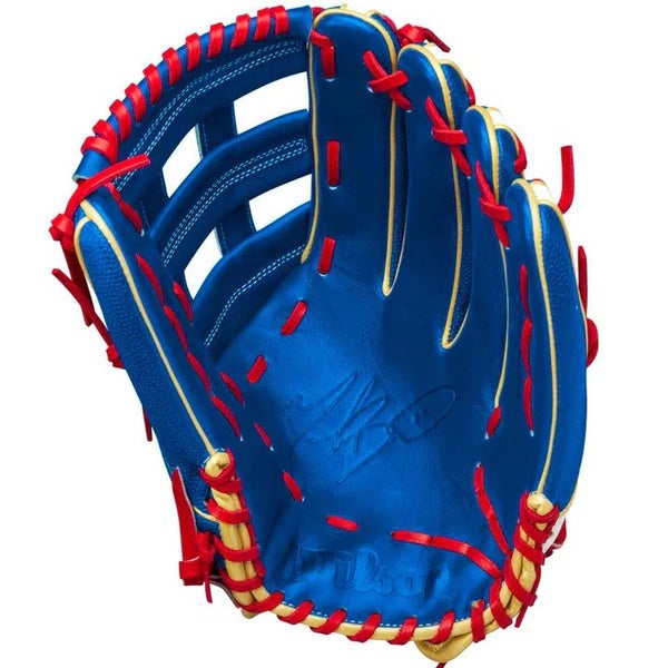 The Wilson baseball glove worn by Los Angeles Dodgers' Mookie