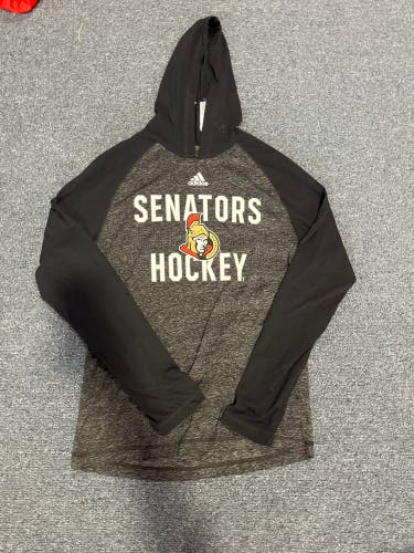 New Black & Gray Adidas Ottawa Senators Hooded Ultimate Tee Shirt Medium Or Small