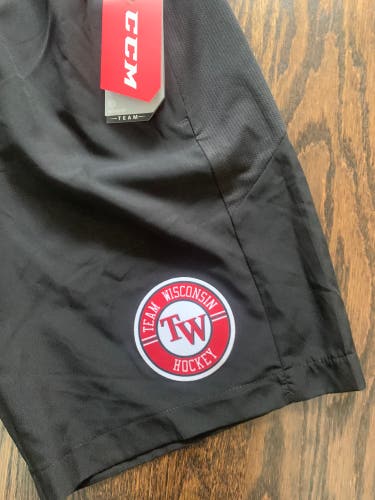 NEW - CCM Tech Shorts. Team Wisconsin Hockey. Available Sizes: Medium & Large