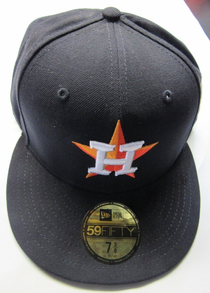 VINTAGE Houston Astros Hat Cap Fitted Mens 7 Blue Gold New Era 5950 90s USA  Wool