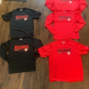 NEW - Team Wisconsin Performance Shirt. Short Sleeve RED Avail. BLACK Sold Out.