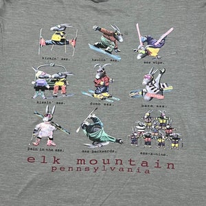 Elk Mountain T Shirt Men Large Adult Gray Ski Nature Outdoors Hike Snow USA
