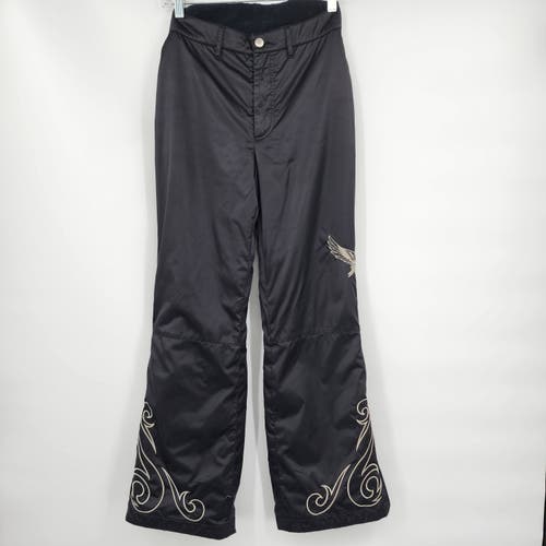 BOGNER Vintage Black Satin Ladies Ski Pants Snowboard Winter Insulated Size 6