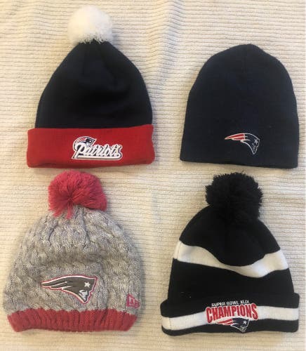 Four New England Patriots winter hats