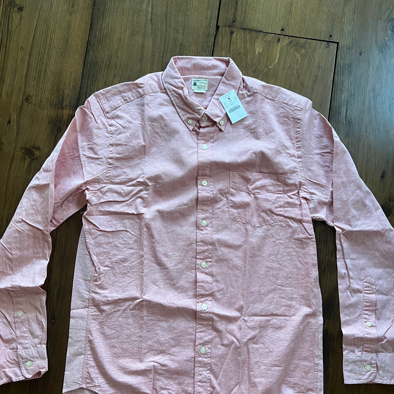 J Crew  Men's Button Down Cotton Shirt. Pink. Medium. New with Tags