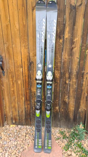 Used Men's 176 cm All Mountain M666 Skis With Bindings Max Din 12