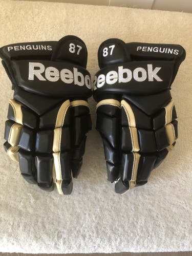 SIDNEY CROSBY REEBOK TEAM  ISSUED LEATHER CUSTOM  HOCKEY GLOVES