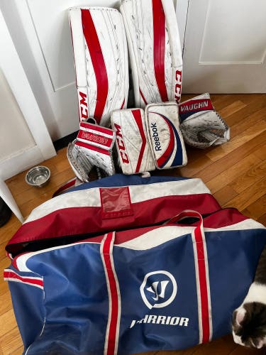 34" Regular  Premier R1.9 Goalie Full Set - two sets gloves + latest Warrior goalie bag