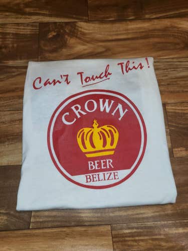Vintage Belize Central America Crown Beer Promo Drinking White T Shirt Size XL
