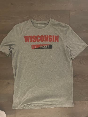 University of Wisconsin Madison gray hockey shirt