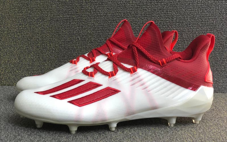 Adidas Adizero Football Cleats White Red EF3471 Mens size 12