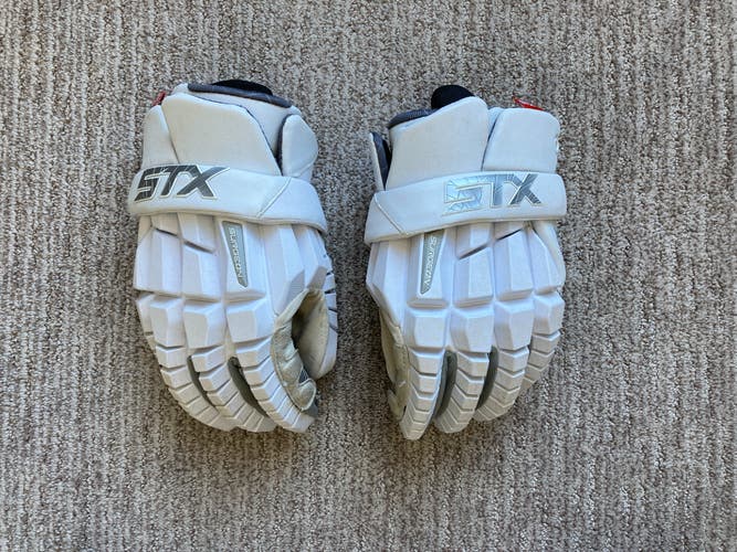 Used Men's XL 14" STX Surgeon RZR Lacrosse Gloves White
